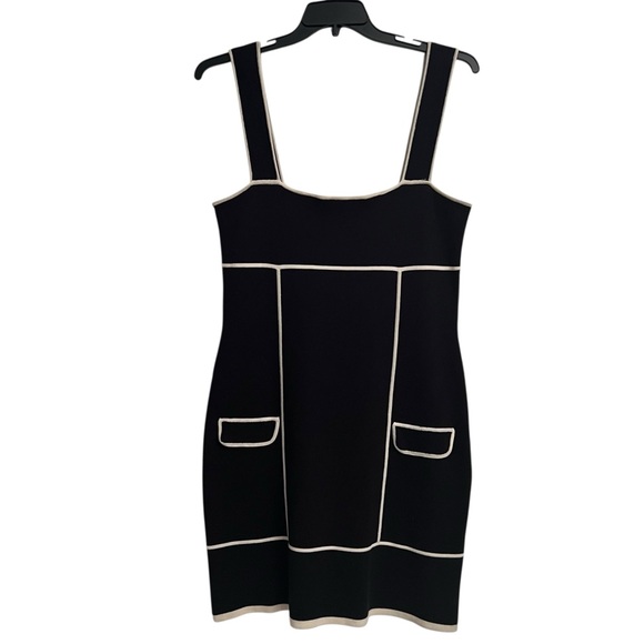 Vintage 90’s Y2K Diane Von Furstenberg Black White Knit Bodycon Dress Large NWT - Picture 2 of 6